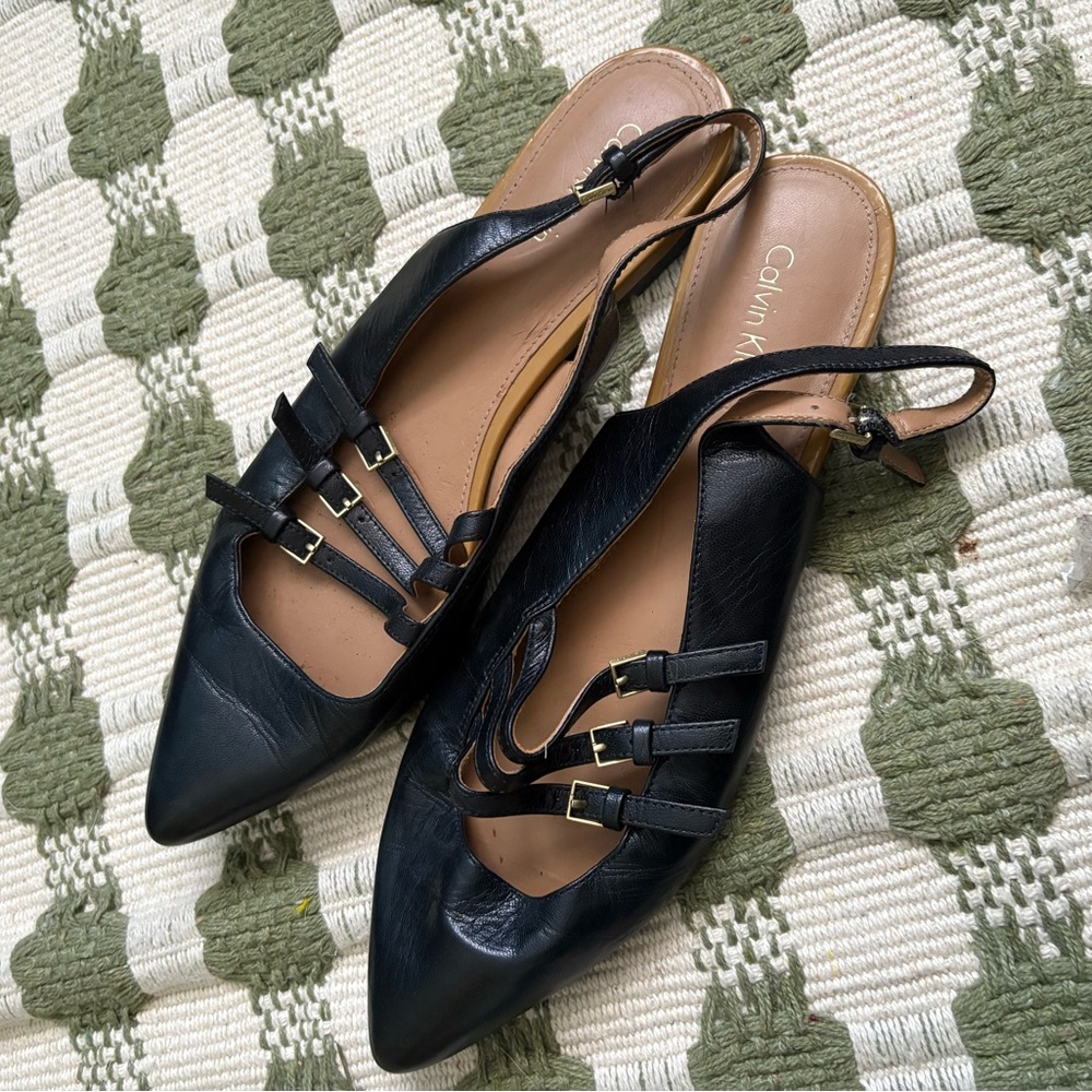 Calvin klein leather pointed toe flats
